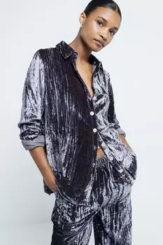 Рубашка из 100% хлопка с бархатной текстурой River Island, серый