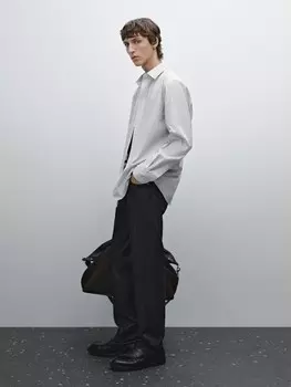 Рубашка из 100% хлопка с двумя полосками Massimo Dutti, синий