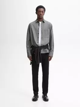 Рубашка из 100% хлопка с карманом Massimo Dutti, серый