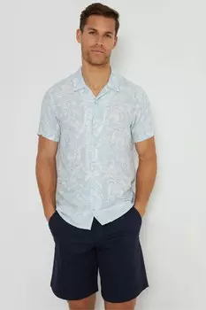 Рубашка из 100% хлопка с коротким рукавом и принтом Revere Threadbare, синий