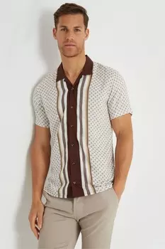 Рубашка из 100% хлопка с коротким рукавом и принтом Revere Threadbare, коричневый