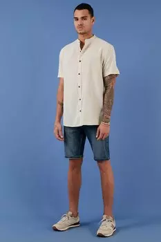 Рубашка из 100% хлопка с короткими рукавами и льняным воротником CF21S113899 Buratti, экрю