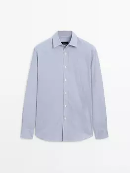 Рубашка из 100% хлопка с полосатым узором Massimo Dutti, синий