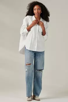 Рубашка из 100% хлопка с вырезом замочной скважиной на спине Jolie Moi, белый