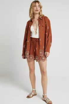 Рубашка из 100% хлопка с вышивкой River Island, оранжевый