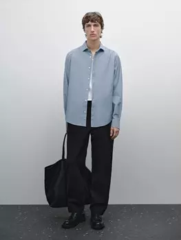 Рубашка из 100% хлопкового денима Оксфорд Massimo Dutti, индиго