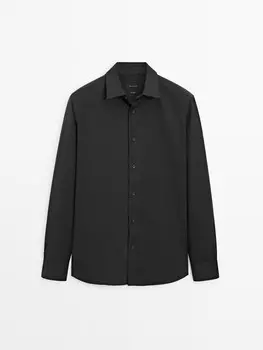 Рубашка из 100% хлопкового твила Massimo Dutti, зеленый