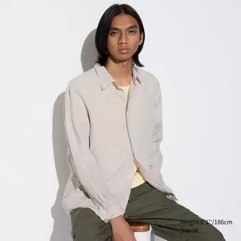Рубашка из 100% льна премиум-класса UNIQLO, бежевый