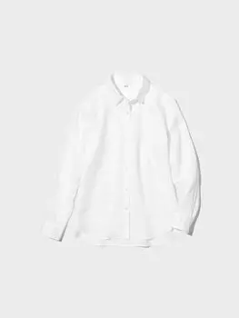 Рубашка из 100% льна премиум-класса Uniqlo, цвет 00 белый