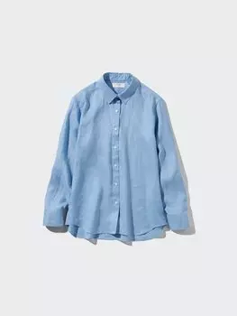 Рубашка из 100% льна премиум-класса Uniqlo, цвет 61 синий