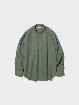 Рубашка из 100% льна премиум-класса Uniqlo, цвет 56 зеленый