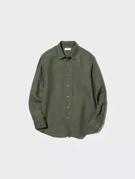 Рубашка из 100% льна премиум-класса Uniqlo, цвет 57 зеленый
