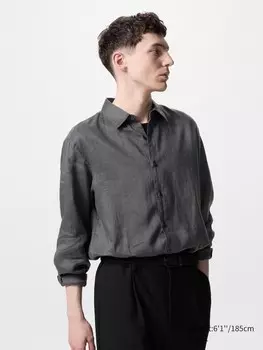 Рубашка из 100% льна премиум-класса Uniqlo, цвет 08 серый