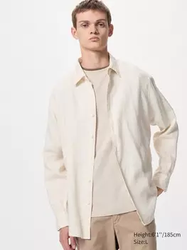 Рубашка из 100% льна премиум-класса Uniqlo, цвет 30 бежевый