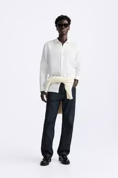 Рубашка из 100% льна ZARA, белый