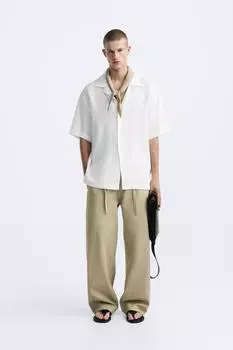Рубашка из 100% льна ZARA, белый