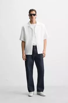 Рубашка из 100% льна ZARA, белый