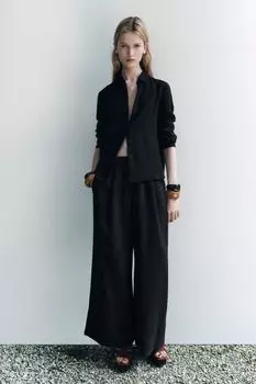 Рубашка из 100% льна ZARA, черный