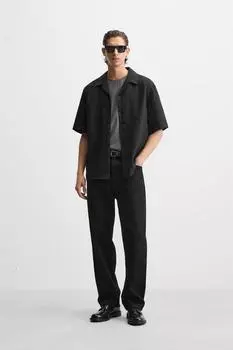 Рубашка из 100% льна ZARA, черный