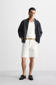 Рубашка из 100% льна ZARA, цвет Dark navy