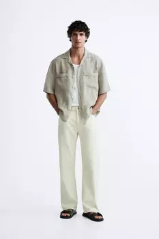 Рубашка из 100% льна ZARA, темно-серый