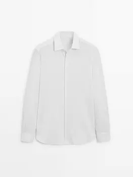 Рубашка из 100% плотной хлопковой ткани. Massimo Dutti, белый