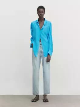 рубашка из 100% шелка хаботай Massimo Dutti, зеленый