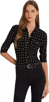 Рубашка из эластичного джерси с геопринтом LAUREN Ralph Lauren, цвет Black/Tan