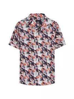 Рубашка из эластичного хлопка с принтом Bugatchi