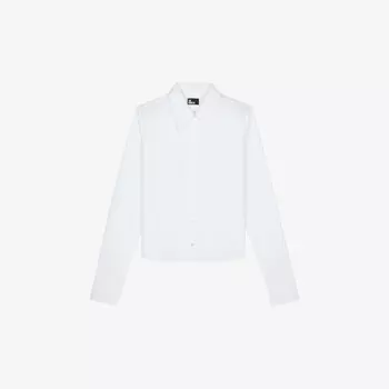Рубашка из эластичного хлопкового поплина с классическим воротником The Kooples, белый