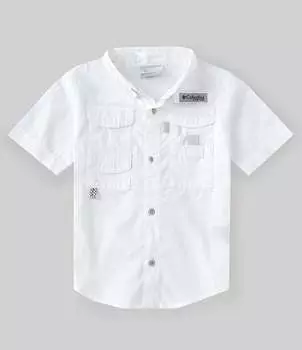 Рубашка из эластичного поплина с короткими рукавами и сетчатой вентиляцией для рыбалки Columbia Little Boys от 2 до 4 лет, белый