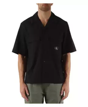 Рубашка из эластичного сирсакера стандартного кроя Calvin Klein Jeans, черный