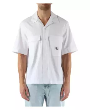 Рубашка из эластичного сирсакера стандартного кроя Calvin Klein Jeans, белый