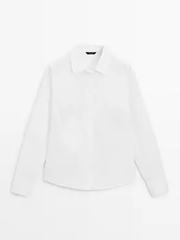 Рубашка из эластичной хлопковой смеси Massimo Dutti, белый