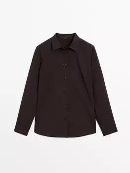 Рубашка из эластичной хлопковой смеси Massimo Dutti, коричневый