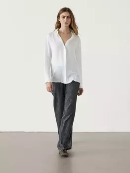 Рубашка из эластичной шелковой смеси Massimo Dutti, белый