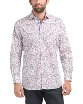 Рубашка из эластичной ткани с длинным рукавом и цветочным принтом Tailorbyrd, белый