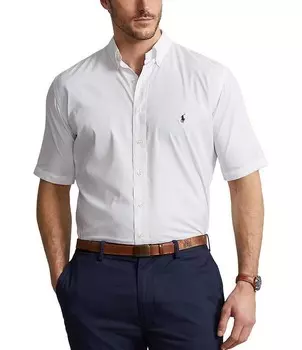 Рубашка из эластичной ткани с короткими рукавами Polo Ralph Lauren Big & Tall Performance, белый