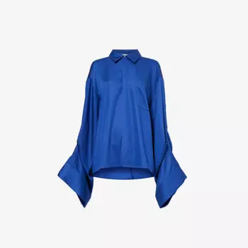 Рубашка из эластичной ткани с защипами на рукавах Leem, цвет cobalt