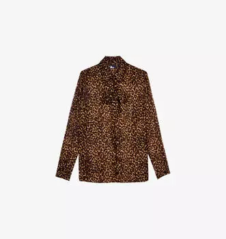 Рубашка из атласа с длинными рукавами и леопардовым принтом The Kooples, цвет leopard