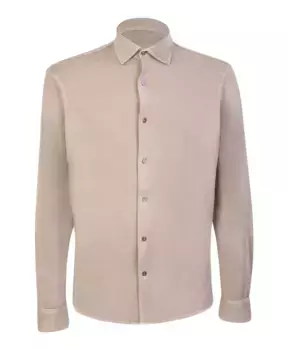 Рубашка из бежевого трикотажа классического фасона Dell'Oglio, бежевый