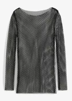 Рубашка из блестящей сетки Bodyflirt, черный