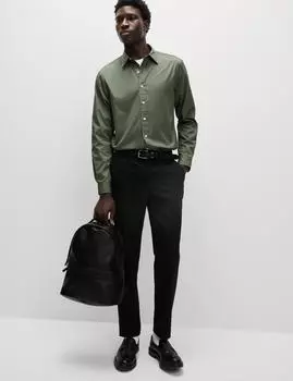 Рубашка из чистого хлопка, которую легко гладить Marks & Spencer, зеленый