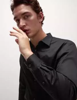 Рубашка из чистого хлопка, легко гладится Marks & Spencer, черный