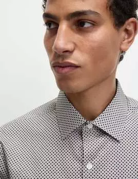 Рубашка из чистого хлопка, легко гладится Marks & Spencer, темно-синий