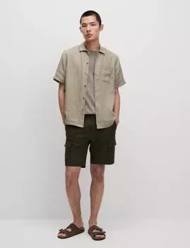 Рубашка из чистого льна Marks & Spencer, цвет Mole