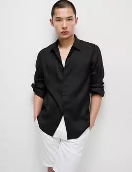 Рубашка из чистого льна Marks & Spencer, черный