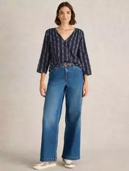 Рубашка из чистого органического хлопка rae в цветочную полоску dobby White Stuff, темно-синий/разноцветный