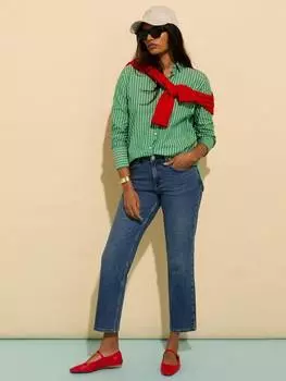 Рубашка из чистого органического хлопка в полоску rishma Baukjen, цвет Emerald/White