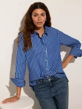 Рубашка из чистого органического хлопка в полоску rishma Baukjen, синий/белый